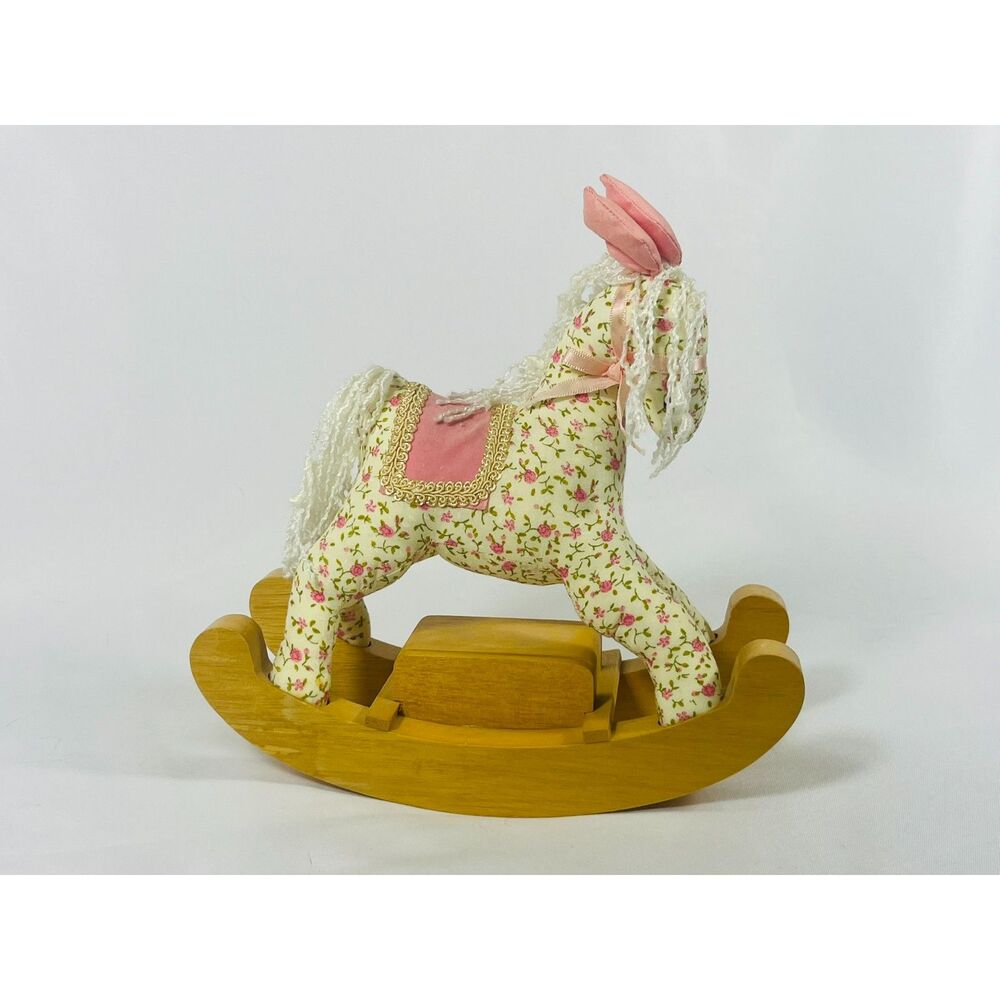 Enesco Pink Rocking Horse Music Box Rock-a-bye Baby